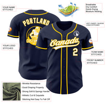 Load image into Gallery viewer, Custom Navy White-Yellow Authentic Baseball Jersey

