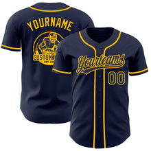 Load image into Gallery viewer, Custom Navy-Gold Authentic Baseball Jersey
