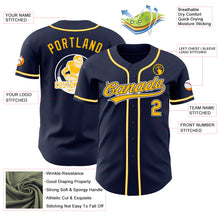 Laden Sie das Bild in den Galerie-Viewer, Custom Navy Gold-White Authentic Baseball Jersey
