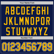 Laden Sie das Bild in den Galerie-Viewer, Custom Navy Gold-White Authentic Baseball Jersey
