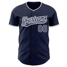 Load image into Gallery viewer, Custom Navy White-Gray Authentic Baseball Jersey
