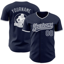 Load image into Gallery viewer, Custom Navy White-Gray Authentic Baseball Jersey
