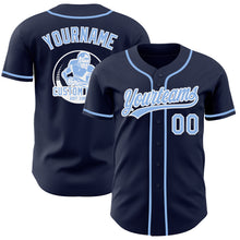 Laden Sie das Bild in den Galerie-Viewer, Custom Navy Light Blue-White Authentic Baseball Jersey
