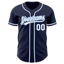 Load image into Gallery viewer, Custom Navy White-Light Blue Authentic Baseball Jersey
