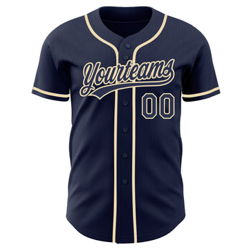 Custom Navy-Cream Authentic Baseball Jersey