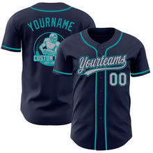 Laden Sie das Bild in den Galerie-Viewer, Custom Navy Gray-Teal Authentic Baseball Jersey
