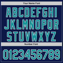 Load image into Gallery viewer, Custom Navy Teal-White Authentic Baseball Jersey

