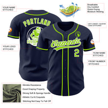 Load image into Gallery viewer, Custom Navy Neon Green-White Authentic Baseball Jersey
