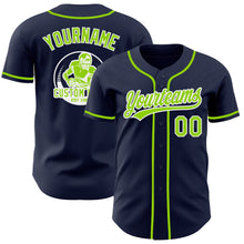 Load image into Gallery viewer, Custom Navy Neon Green-White Authentic Baseball Jersey

