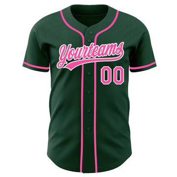 Custom Green Pink-White Authentic Baseball Jersey