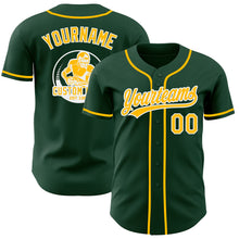 Load image into Gallery viewer, Custom Green Gold-White Authentic Baseball Jersey
