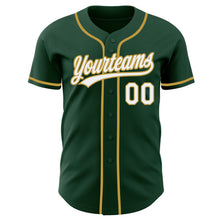 Load image into Gallery viewer, Custom Green White-Old Gold Authentic Baseball Jersey
