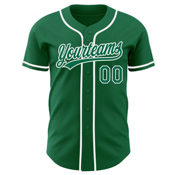 Custom Kelly Green-White Authentic Baseball Jersey
