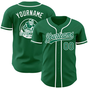 Custom Kelly Green-White Authentic Baseball Jersey
