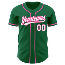 Load image into Gallery viewer, Custom Kelly Green White-Pink Authentic Baseball Jersey

