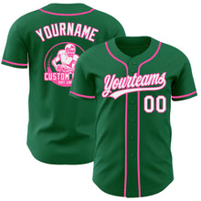 Load image into Gallery viewer, Custom Kelly Green White-Pink Authentic Baseball Jersey
