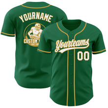 Load image into Gallery viewer, Custom Kelly Green White-Old Gold Authentic Baseball Jersey

