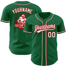 Load image into Gallery viewer, Custom Kelly Green White-Red Authentic Baseball Jersey
