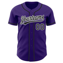 Load image into Gallery viewer, Custom Purple Black-White Authentic Baseball Jersey
