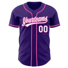 Laden Sie das Bild in den Galerie-Viewer, Custom Purple White-Pink Authentic Baseball Jersey
