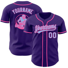 Load image into Gallery viewer, Custom Purple Light Blue-Pink Authentic Baseball Jersey
