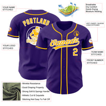 Load image into Gallery viewer, Custom Purple Gold-White Authentic Baseball Jersey
