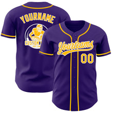 Load image into Gallery viewer, Custom Purple Gold-White Authentic Baseball Jersey
