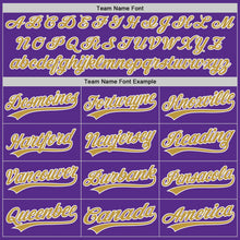 Load image into Gallery viewer, Custom Purple Old Gold-White Authentic Baseball Jersey
