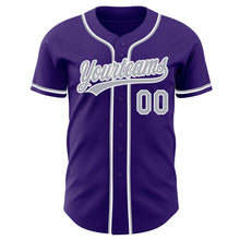Load image into Gallery viewer, Custom Purple Gray-White Authentic Baseball Jersey
