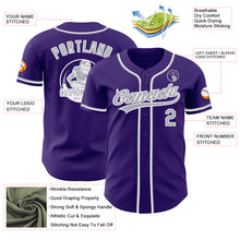 Load image into Gallery viewer, Custom Purple Gray-White Authentic Baseball Jersey
