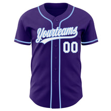 Laden Sie das Bild in den Galerie-Viewer, Custom Purple White-Light Blue Authentic Baseball Jersey
