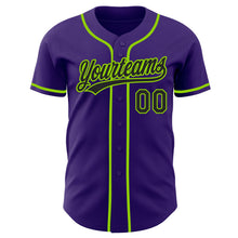 Charger l'image dans la galerie, Custom Purple Black-Neon Green Authentic Baseball Jersey
