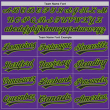 Charger l'image dans la galerie, Custom Purple Black-Neon Green Authentic Baseball Jersey
