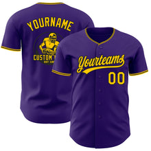 Load image into Gallery viewer, Custom Purple Yellow-Black Authentic Baseball Jersey
