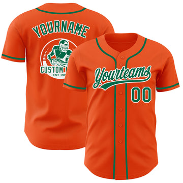 Custom Orange Kelly Green-White Authentic Baseball Jersey