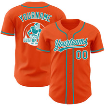 Laden Sie das Bild in den Galerie-Viewer, Custom Orange Teal-White Authentic Baseball Jersey
