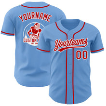 Load image into Gallery viewer, Custom Light Blue Red-White Authentic Baseball Jersey
