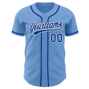 Custom Light Blue Royal-White Authentic Baseball Jersey