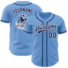 Laden Sie das Bild in den Galerie-Viewer, Custom Light Blue Navy-White Authentic Baseball Jersey
