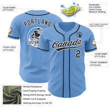 Laden Sie das Bild in den Galerie-Viewer, Custom Light Blue Black-White Authentic Baseball Jersey
