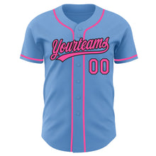 Load image into Gallery viewer, Custom Light Blue Pink-Black Authentic Baseball Jersey
