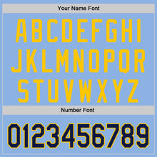 Load image into Gallery viewer, Custom Light Blue Navy-Yellow Authentic Baseball Jersey
