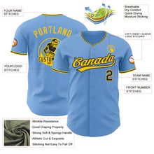 Load image into Gallery viewer, Custom Light Blue Black-Yellow Authentic Baseball Jersey
