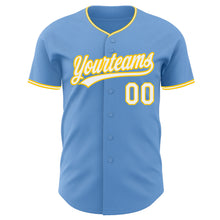 Load image into Gallery viewer, Custom Light Blue White-Yellow Authentic Baseball Jersey
