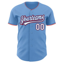 Load image into Gallery viewer, Custom Light Blue White Royal-Red Authentic Baseball Jersey
