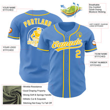 Load image into Gallery viewer, Custom Powder Blue Yellow-White Authentic Baseball Jersey
