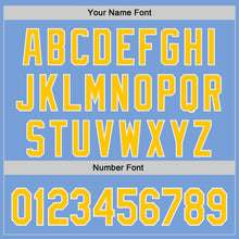 Load image into Gallery viewer, Custom Powder Blue Yellow-White Authentic Baseball Jersey
