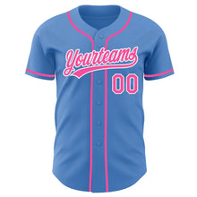 Load image into Gallery viewer, Custom Powder Blue Pink-White Authentic Baseball Jersey
