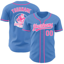 Load image into Gallery viewer, Custom Powder Blue Pink-White Authentic Baseball Jersey
