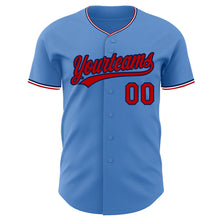 Load image into Gallery viewer, Custom Powder Blue Red Navy-White Authentic Baseball Jersey
